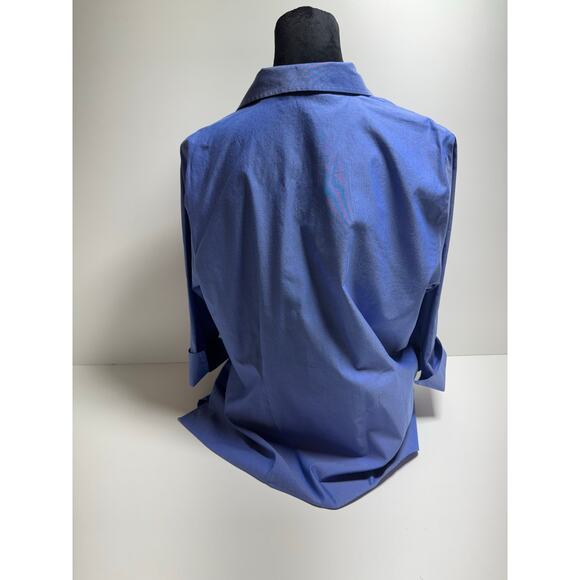 Lands End Women’s Sz 18W Blue Button Up No Iron Pin Point Oxford Business Office - Picture 2 of 7